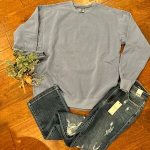 Comfort Color Blue Jean Crewneck Sweater New